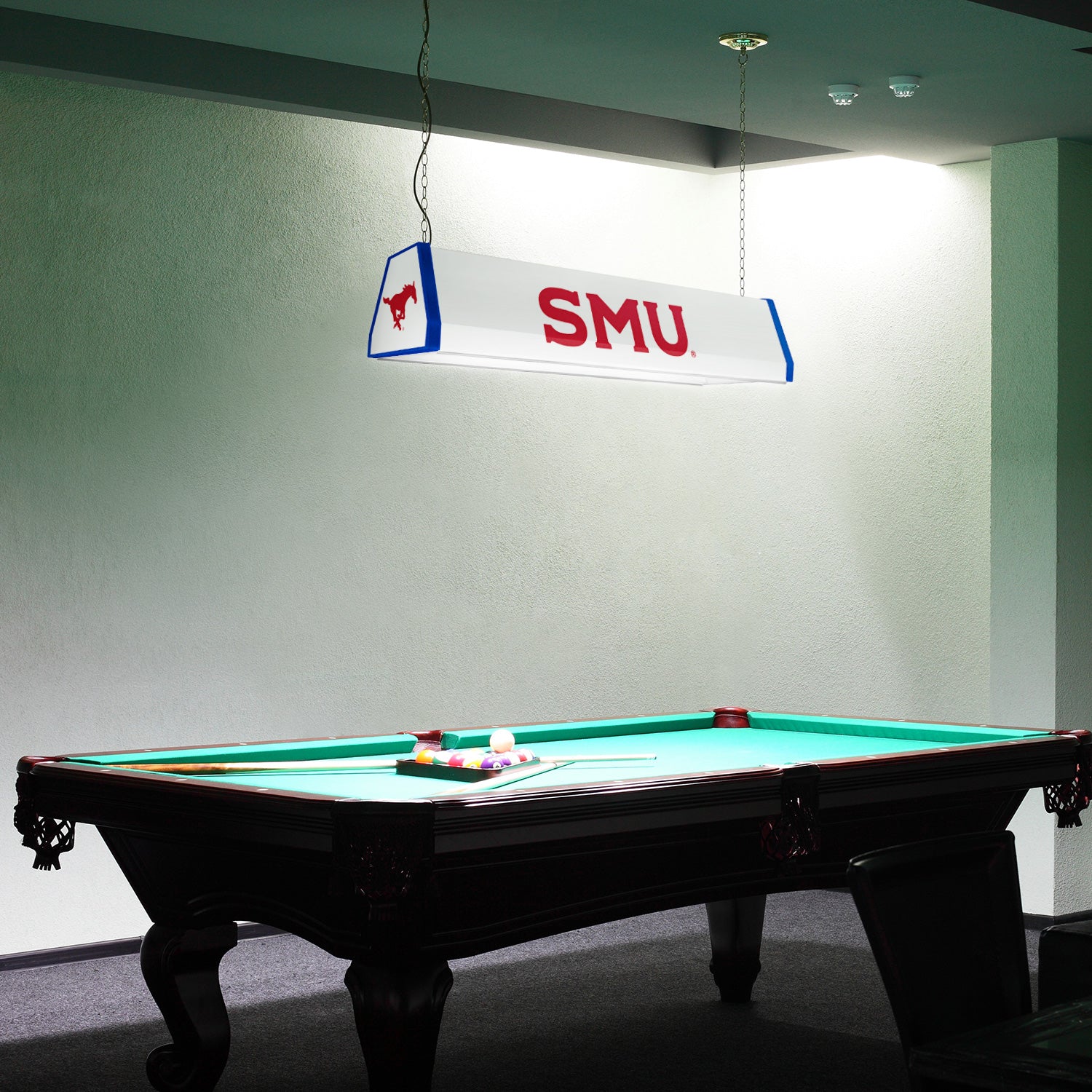 SMU Mustangs Standard Pool Table Light Room View