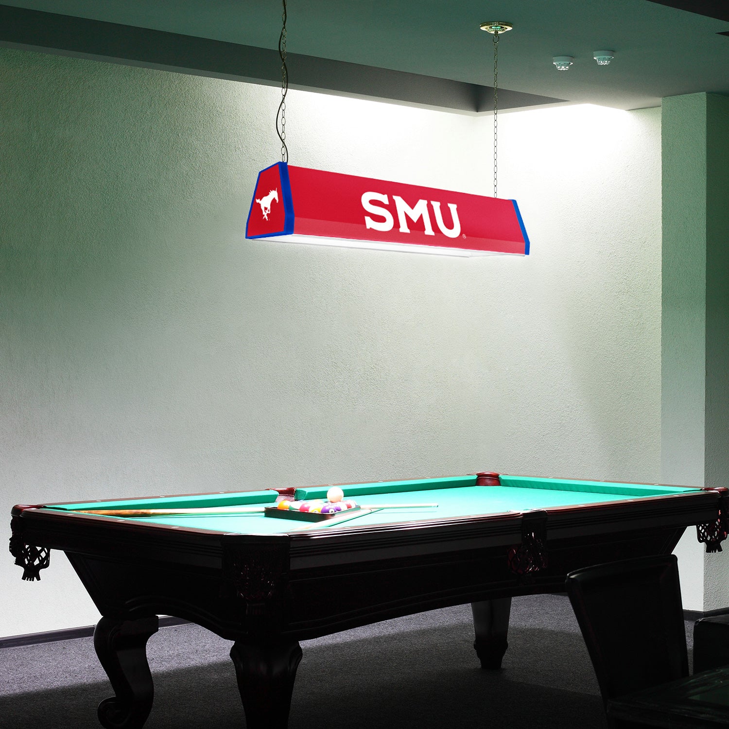 SMU Mustangs Standard Pool Table Light Room View