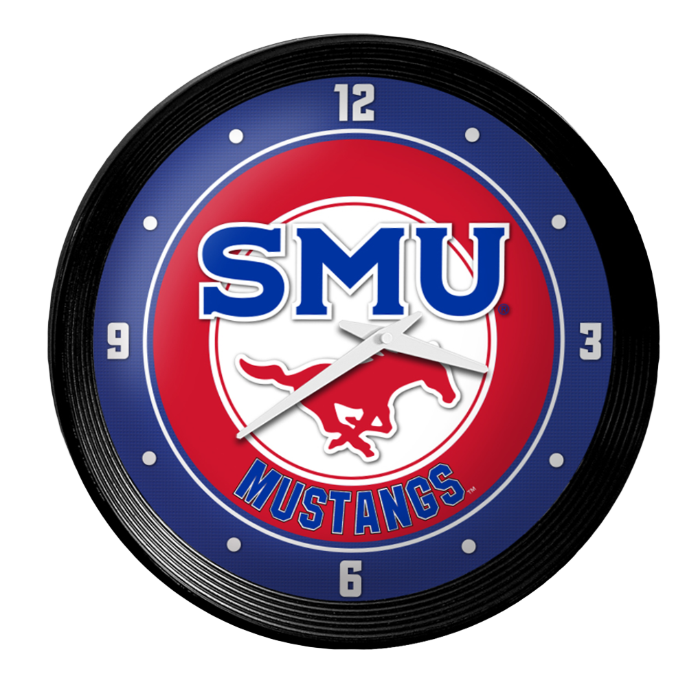 SMU Mustangs Ribbed Wall Clock