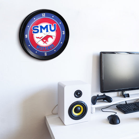 SMU Mustangs Ribbed Wall Clock Room View