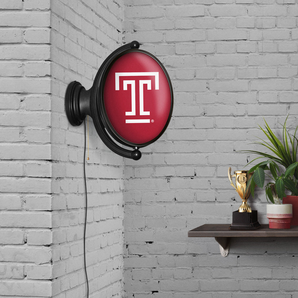 Temple Owls Oval Rotating Wall Sign Room View