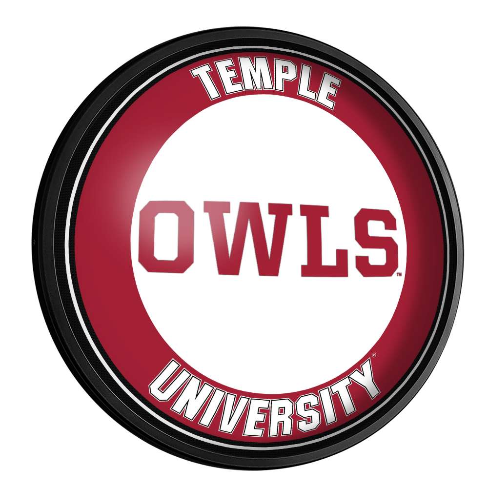 Temple Owls Slimline Round Lighted Wall Sign