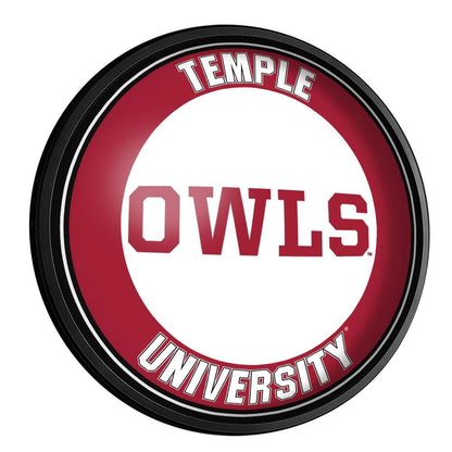 Temple Owls Slimline Round Lighted Wall Sign