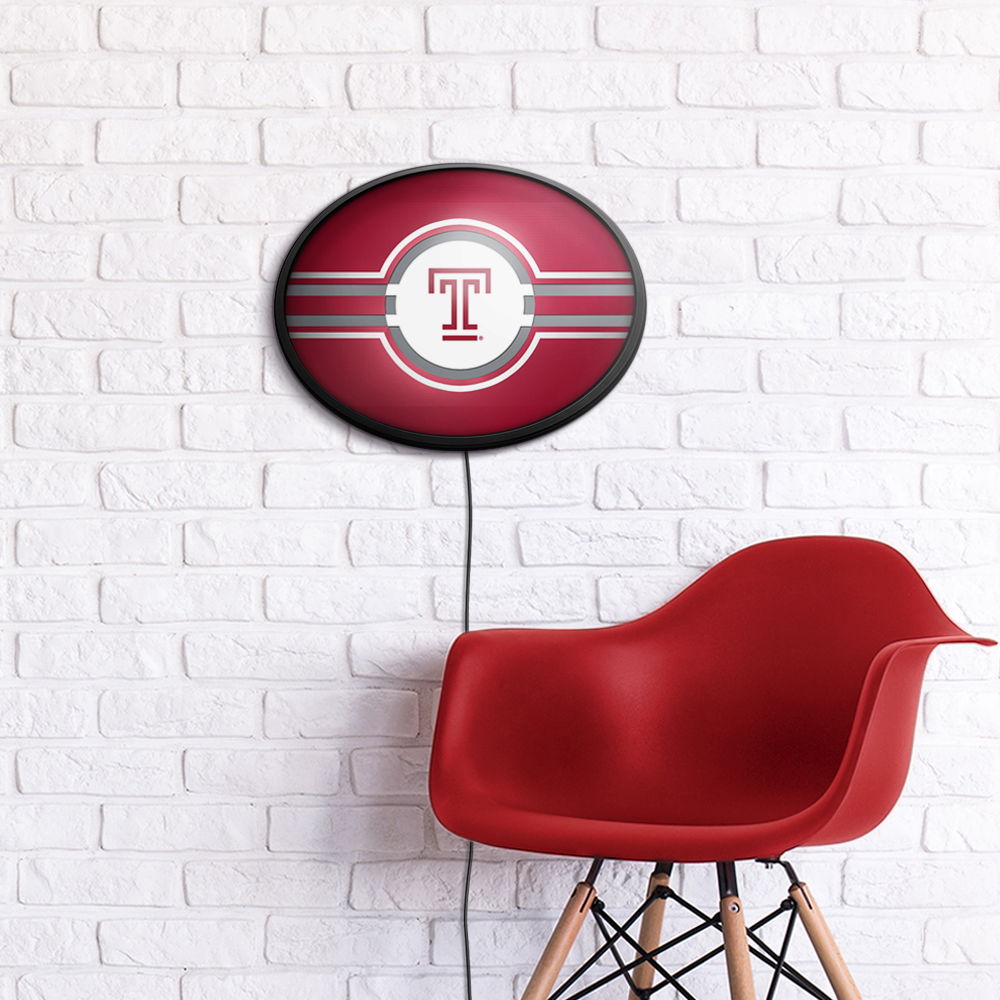 Temple Owls Slimline Oval Lighted Wall Sign Room View