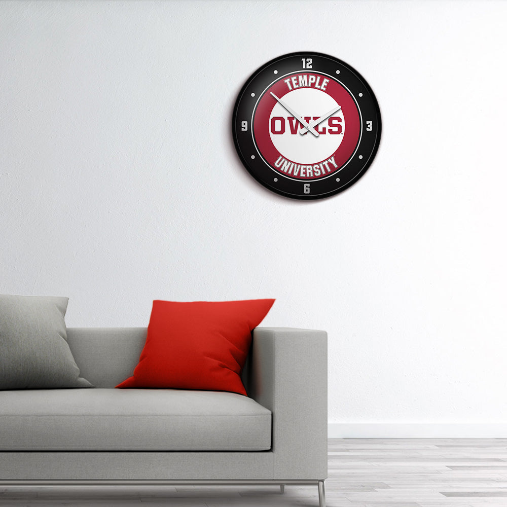 Temple Owls Round Wall Clock Room View