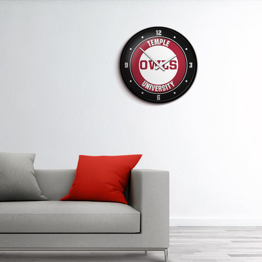 Temple Owls Round Wall Clock Room View