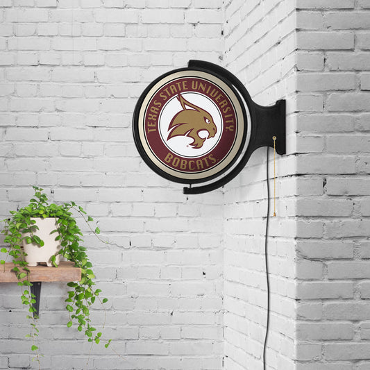 Texas State Bobcats Round Rotating Wall Sign Room View