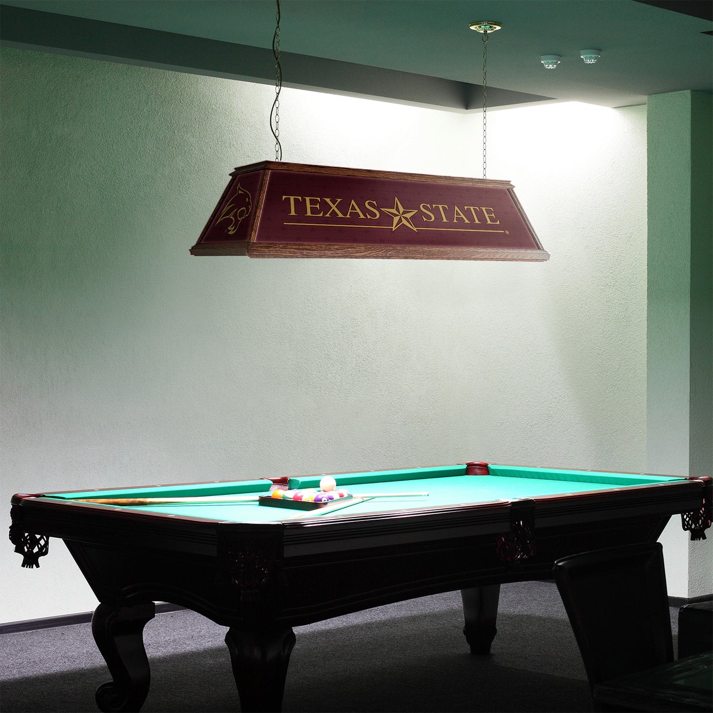 Texas State Bobcats Premium Pool Table Light Room View