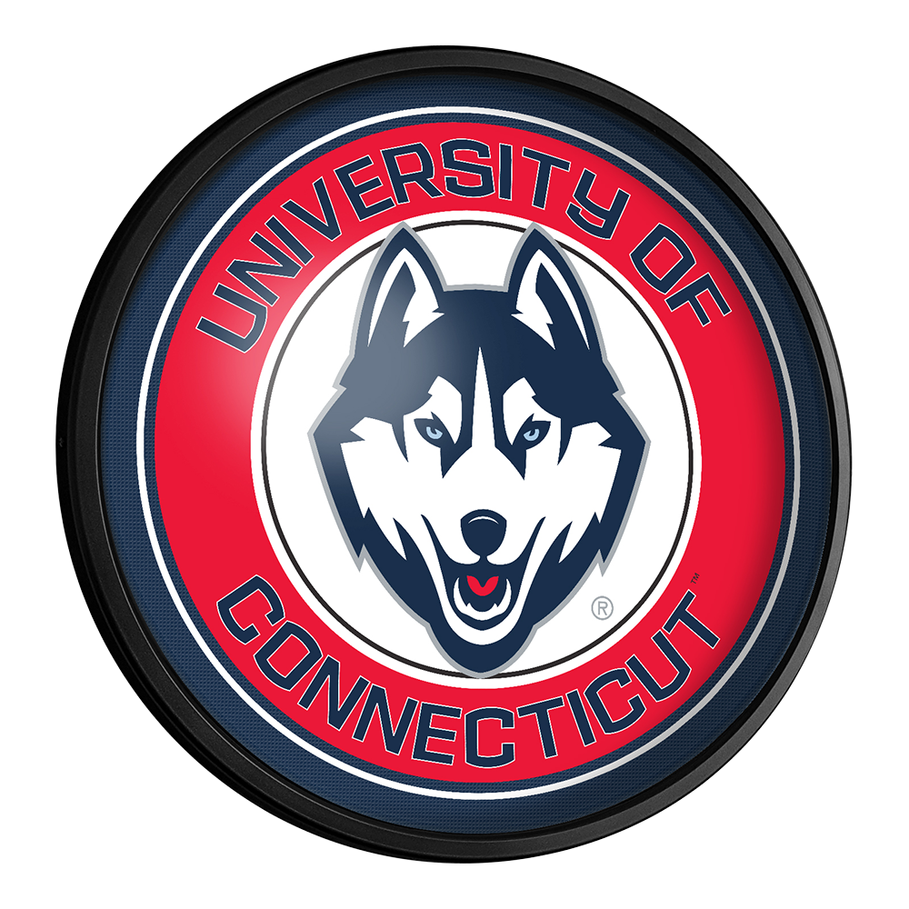 Connecticut Huskies Slimline Round Lighted Wall Sign