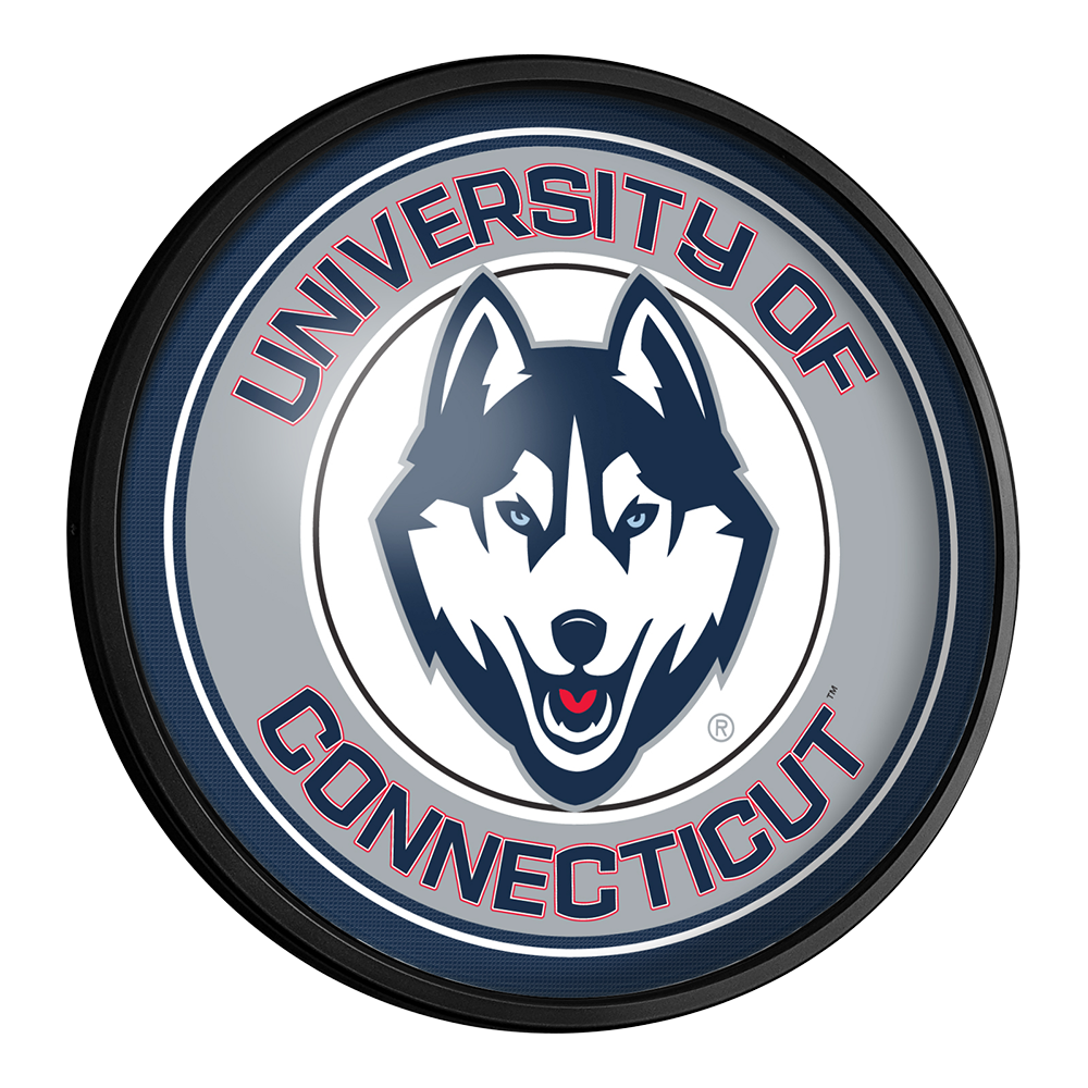 Connecticut Huskies Slimline Round Lighted Wall Sign Room View
