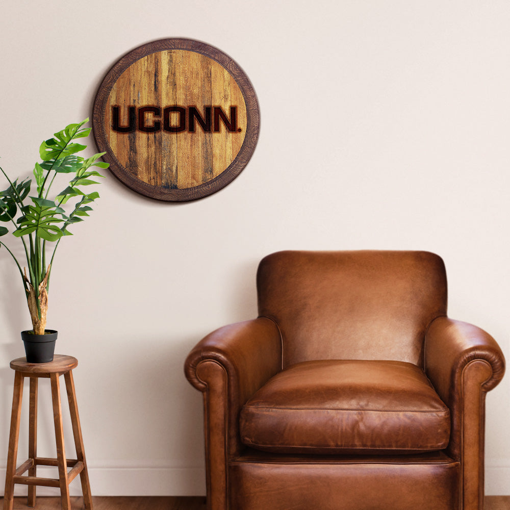 Connecticut Huskies Branded Barrel Top Sign Room View