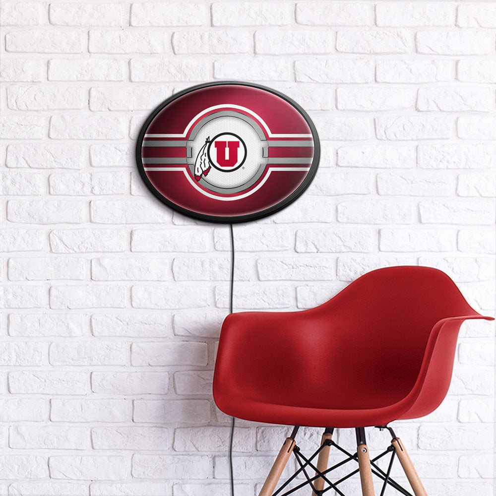 Utah Utes Slimline Oval Lighted Wall Sign Room View