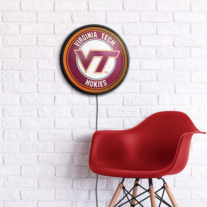 Virginia Tech Hokies Slimline Round Lighted Wall Sign Room View