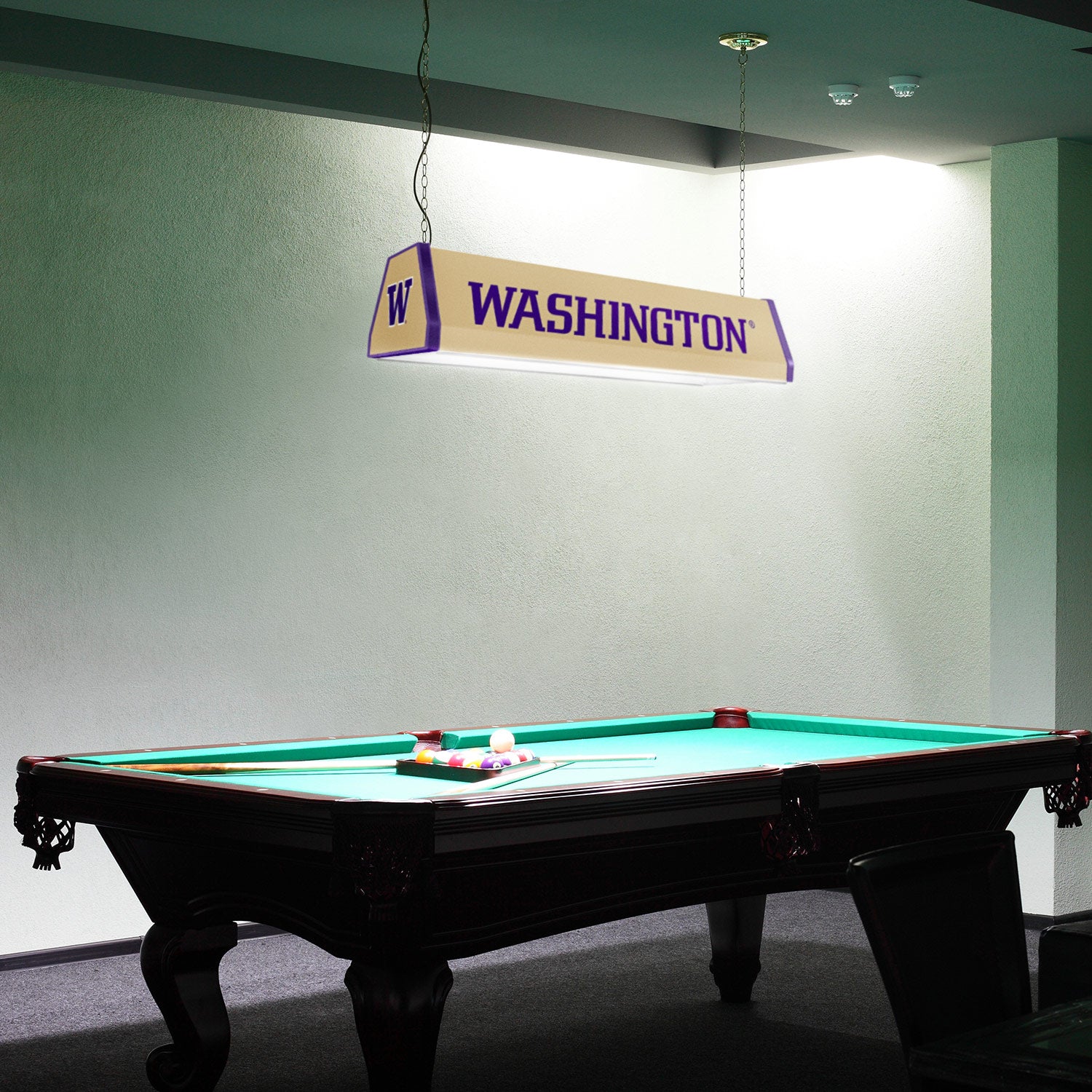 Washington Huskies Standard Pool Table Light Room View