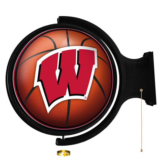 Wisconsin Badgers Round Basketball Rotating Wall Sign