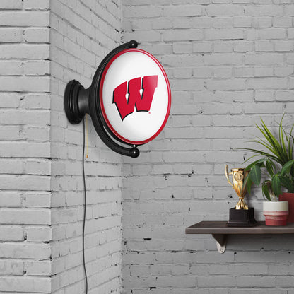 Wisconsin Badgers Oval Rotating Wall Sign Room View