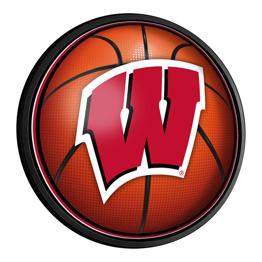 Wisconsin Badgers Basketball Slimline Round Lighted Wall Sign