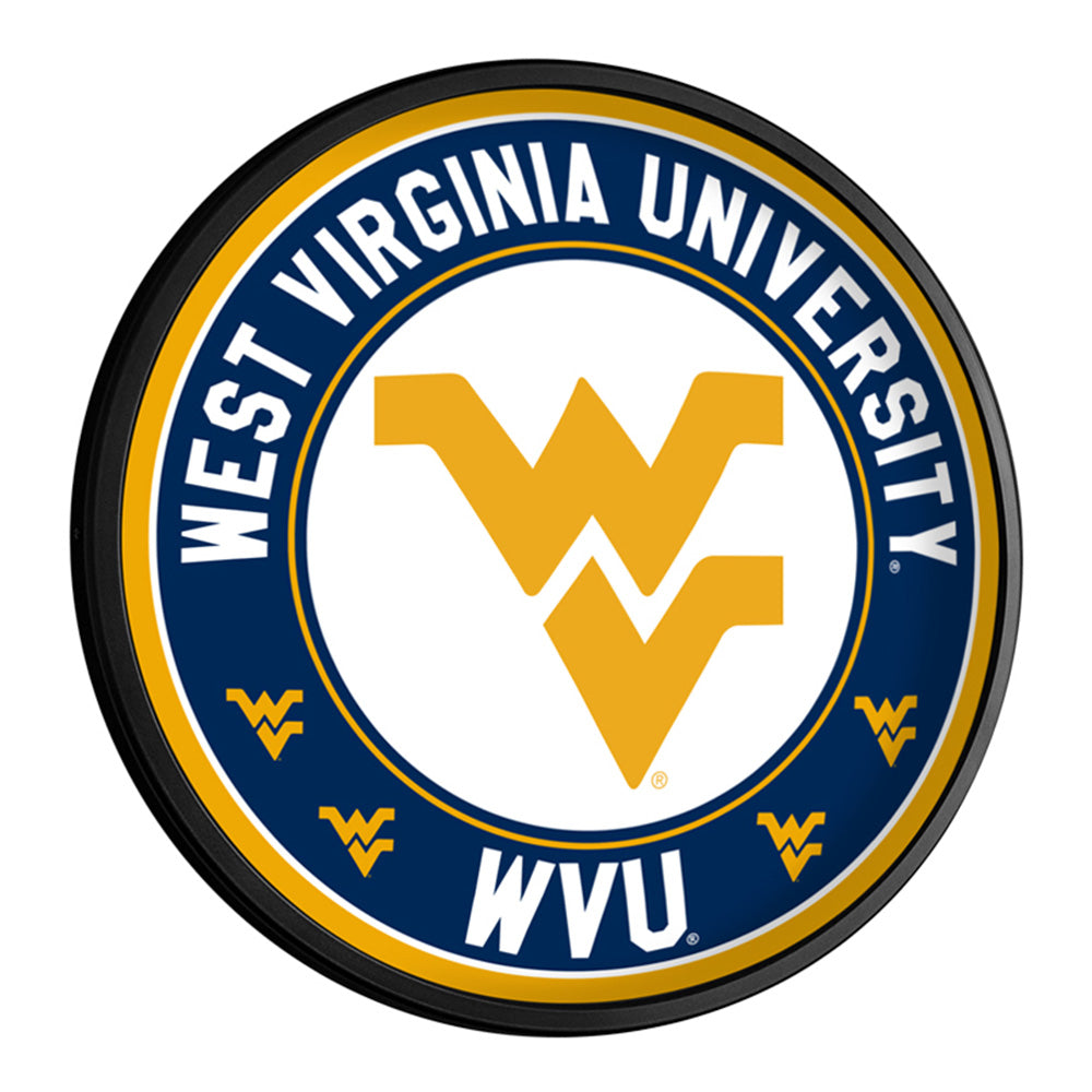 West Virginia Mountaineers Slimline Round Lighted Wall Sign Room View