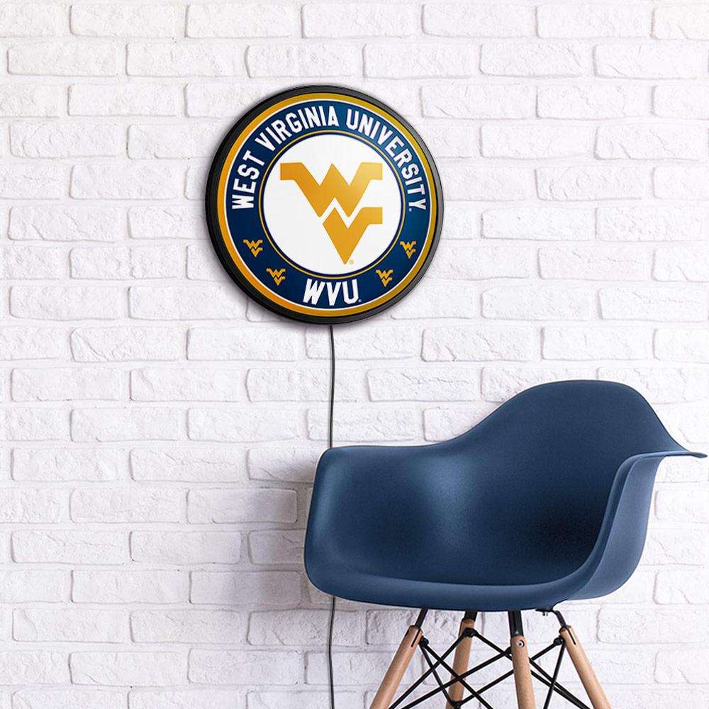 West Virginia Mountaineers Slimline Round Lighted Wall Sign