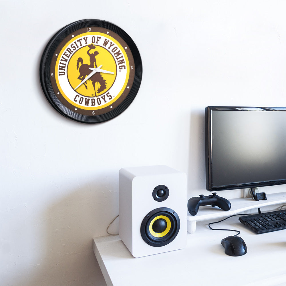 Wyoming Cowboys Ribbed Wall Clock Room View