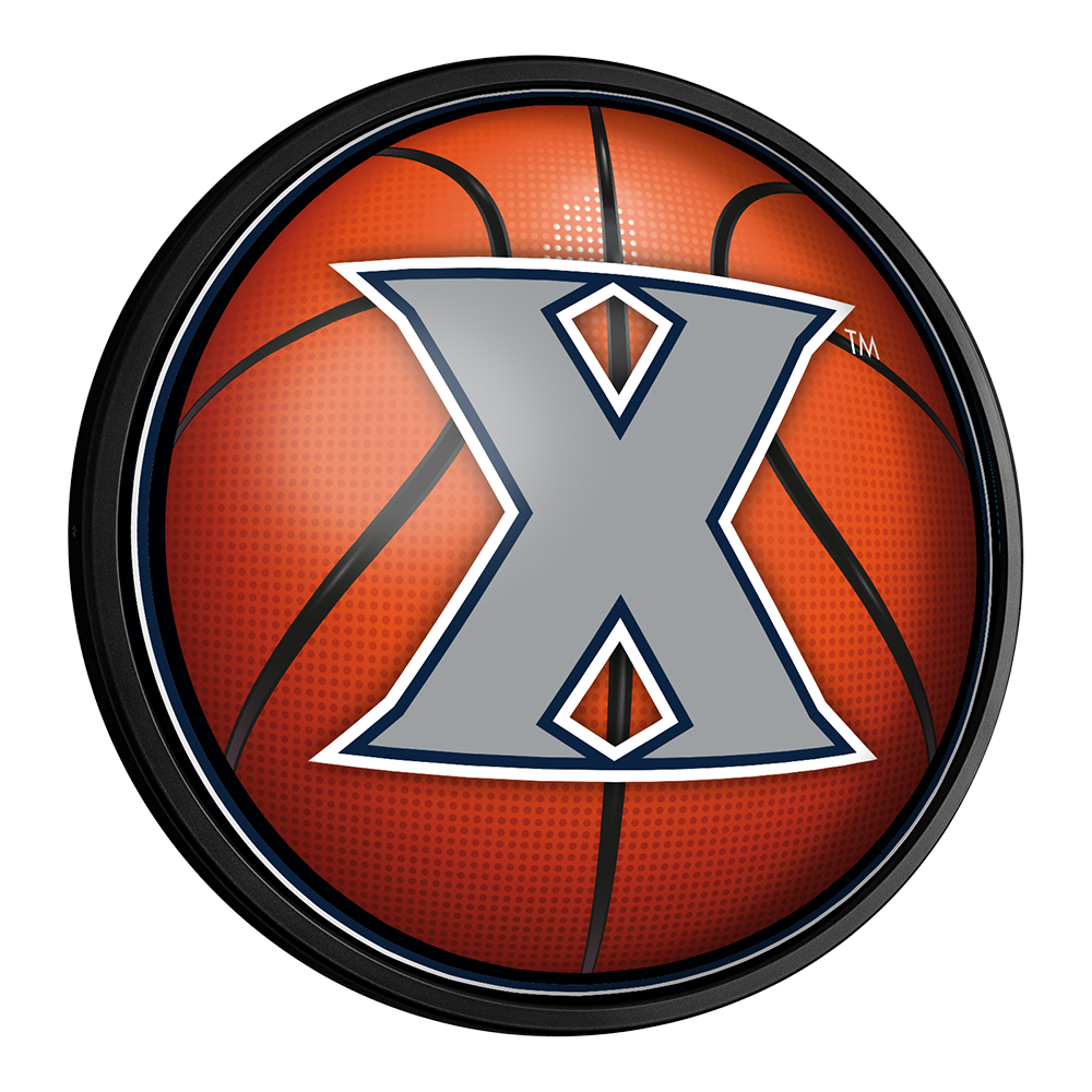 Xavier Musketeers Basketball Slimline Round Lighted Wall Sign