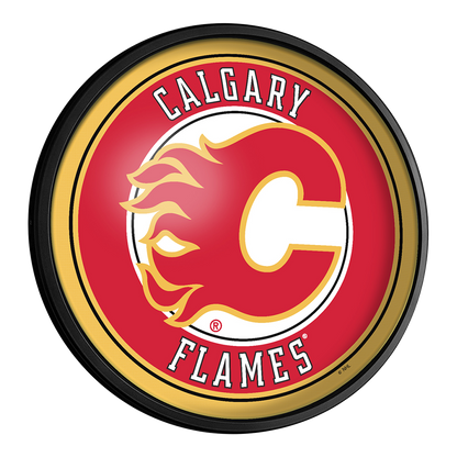 Calgary Flames Slimline Round Lighted Wall Sign