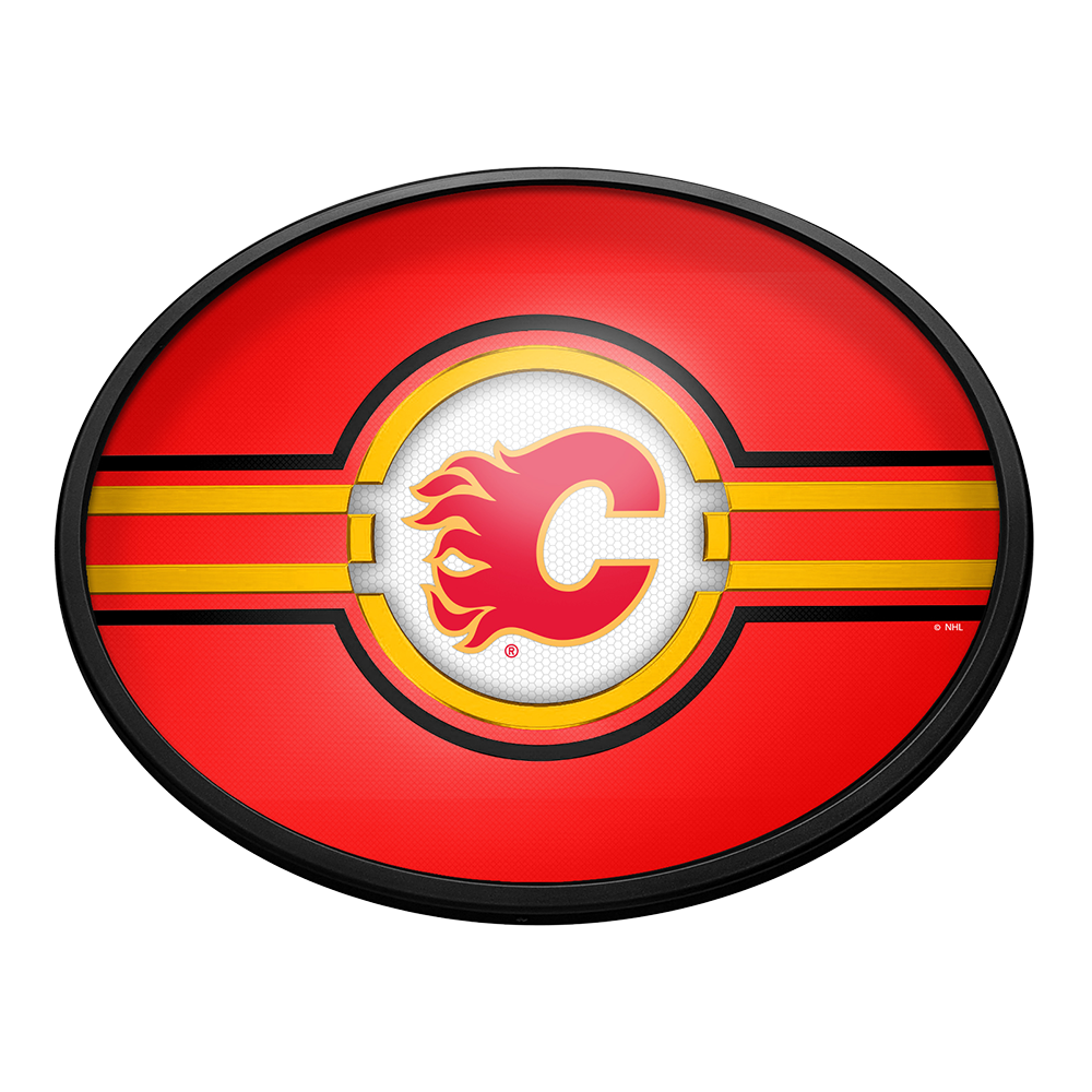 Calgary Flames Slimline Oval Lighted Wall Sign