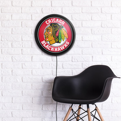 Chicago Blackhawks Slimline Round Lighted Wall Sign Room View