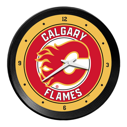 Calgary Flames Ribbed Wall Clock