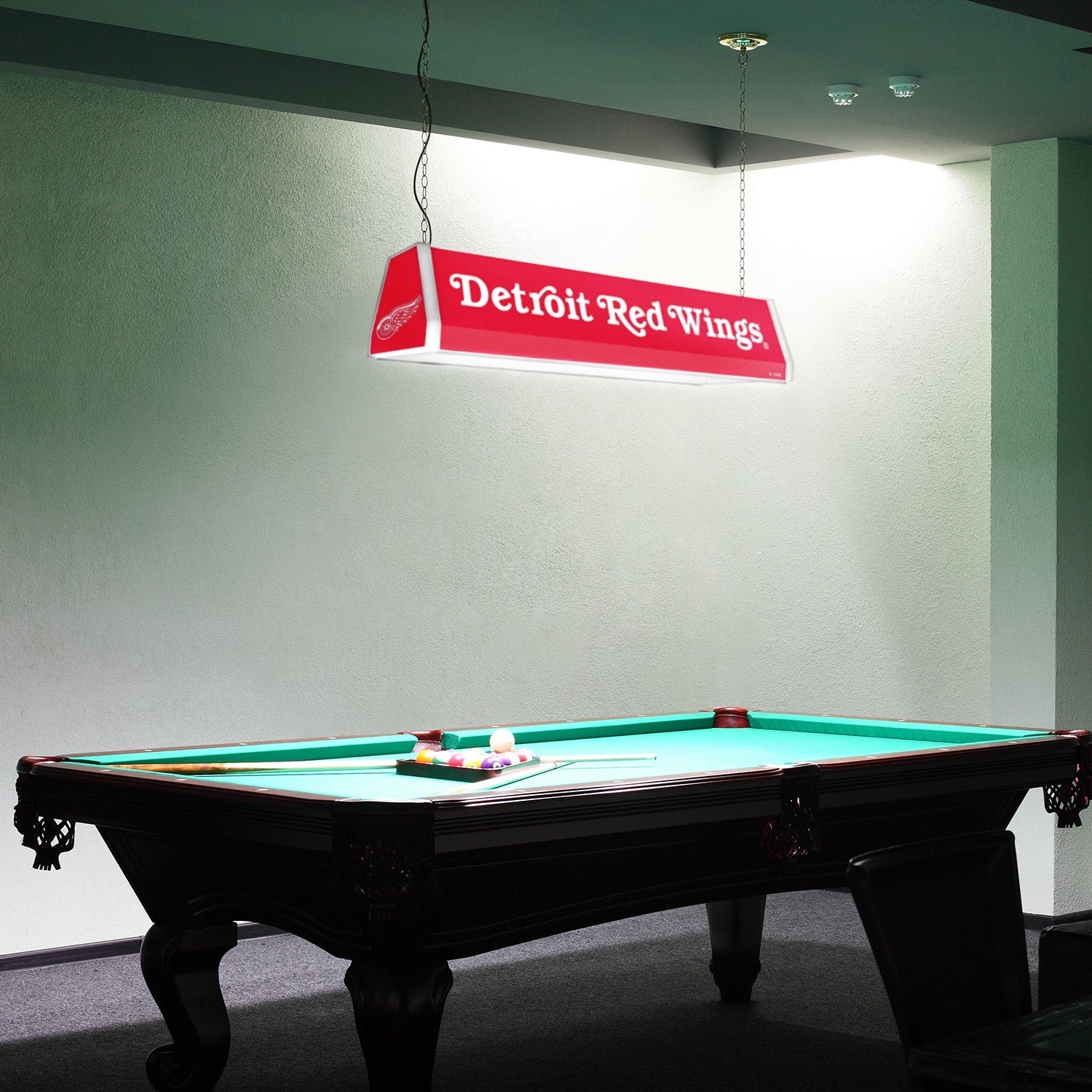 Detroit Red Wings Standard Pool Table Light Room View