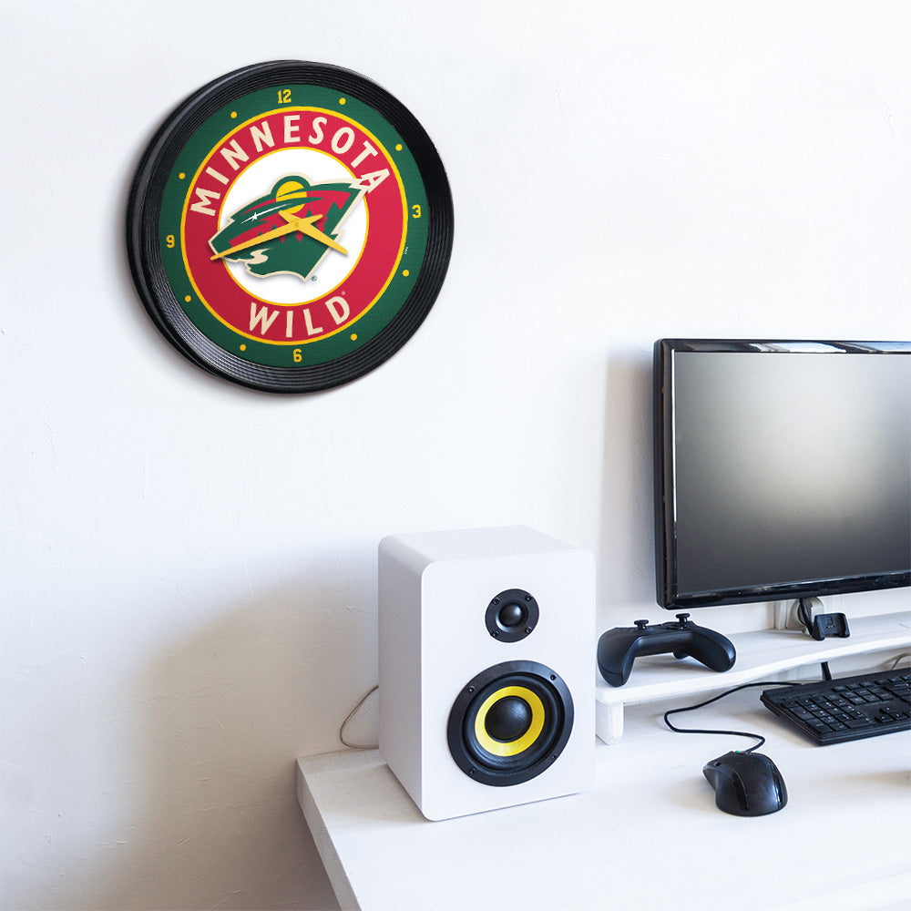 Minnesota Wild Ribbed Wall Clock Room View