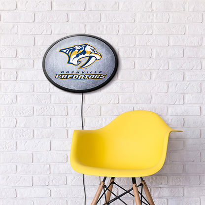 Nashville Predators Ice Rink Slimline Oval Lighted Wall Sign Room View