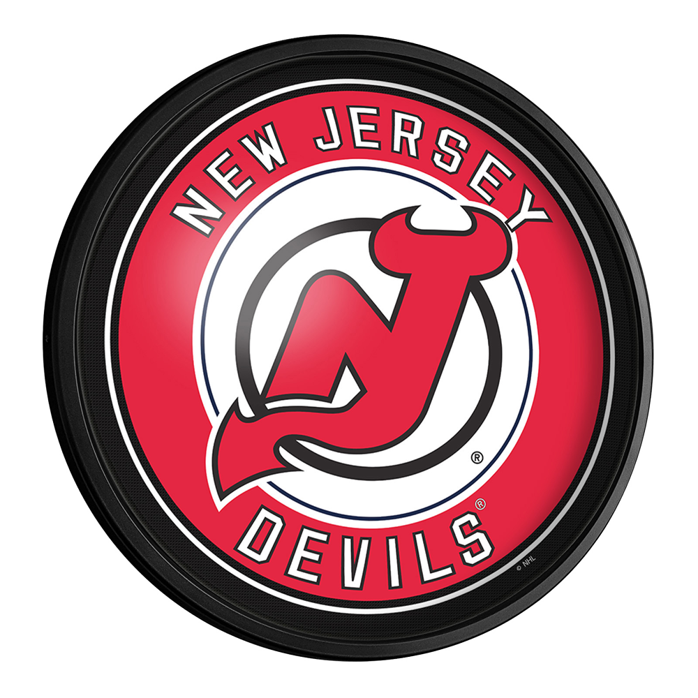 New Jersey Devils Slimline Round Lighted Wall Sign
