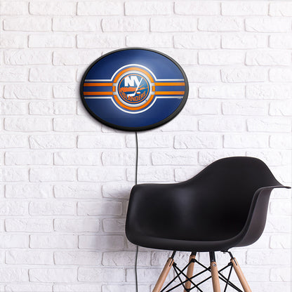 New York Islanders Slimline Oval Lighted Wall Sign Room View