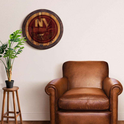 New York Islanders Branded Barrel Top Sign Room View