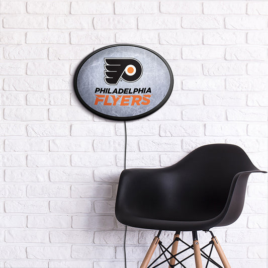 Philadelphia Flyers Ice Rink Slimline Oval Lighted Wall Sign Room View