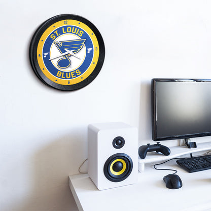 St. Louis Blues Ribbed Wall Clock Room View