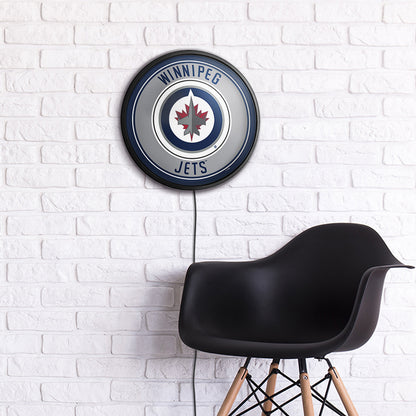 Winnipeg Jets Slimline Round Lighted Wall Sign Room View