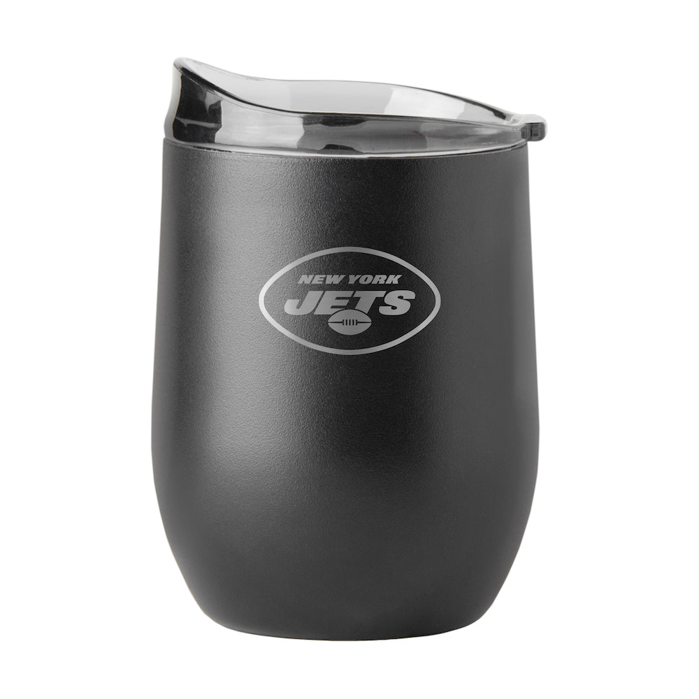 New York Jets black etch curved drink tumbler