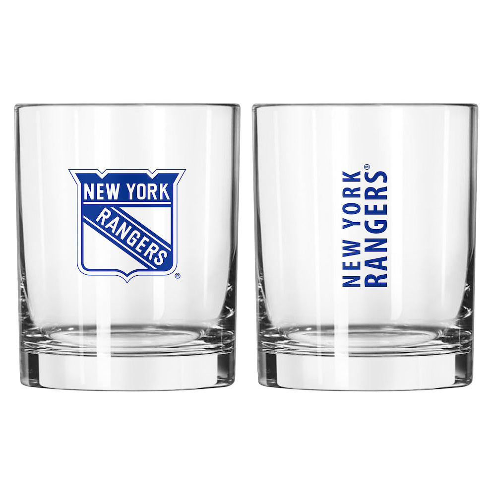 New York Rangers Rocks Glass