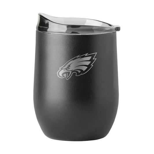 Philadelphia Eagles black etch curved drink tumbler