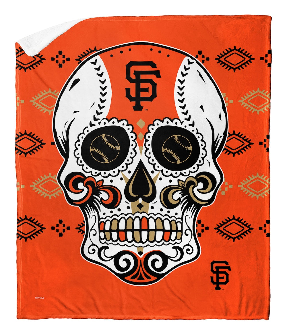 San Francisco Giants CANDY SKULL Sherpa Blanket