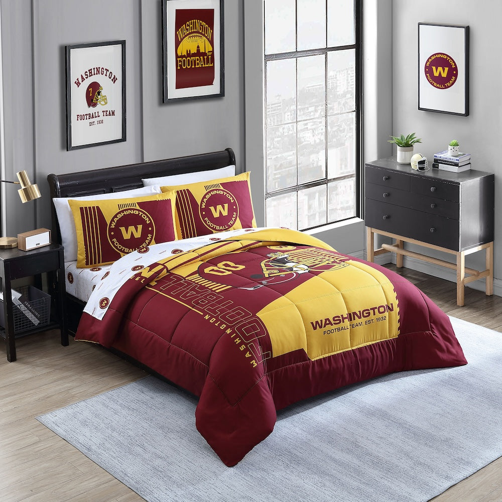 Washington Commanders queen size bed in a bag